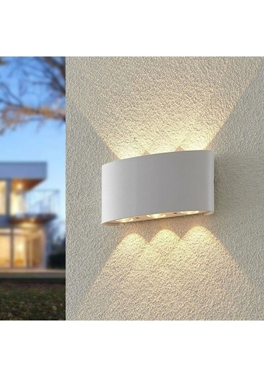 Uranüs Gün Işığı Ledli Dekoratif Işık Süzmeli Iç Dış Mekan Bahçe Balkon Teras Salon Aplik Beyaz