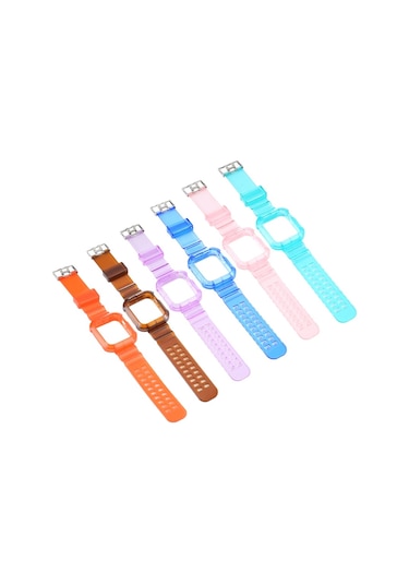 Apple Watch Series 9&8&7 41mm / Se 3&se 2&6&se&5&4 40mm / 3&2&1 38mm İçin Saydam Saat Lastiği Saydam Sarı