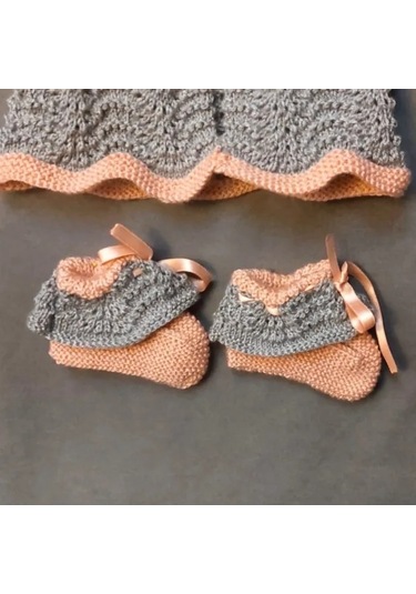 Uretti - Talia 8659 - 3969 El Örgüsü Kız Çocuk Hırka - Bandana - Patik 3'lü Takım - 2 Yaş Yavruağzı Uretti - Talia 8659 - 3969 El Örgüsü Kız Çocuk Hırka - Bandana - Patik 3'lü Takım - 2 Yaş Yavruağzı