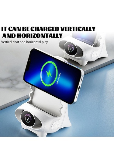 Jeemson Beyaz Abs 15w Hızlı Kablosuz Şarj Aleti, Telefon Stantlı Masaüstü Şarj İstasyonu 94 136 95mm