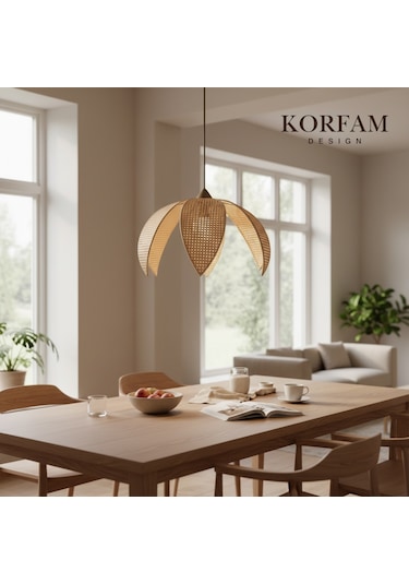 Krem Modern Hazeran Görünümlü Yapraklı Çiçek Şeklinde Bohem Avize Çok Renkli