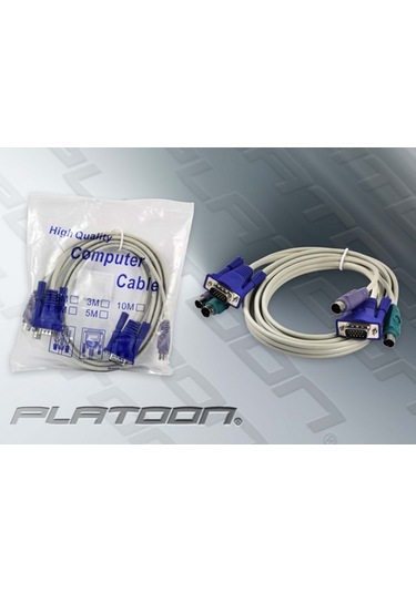 1.5 Metre 2x PS2 + 1x VGA Tüm Soketleri Erkek KVM Switch Kablosu