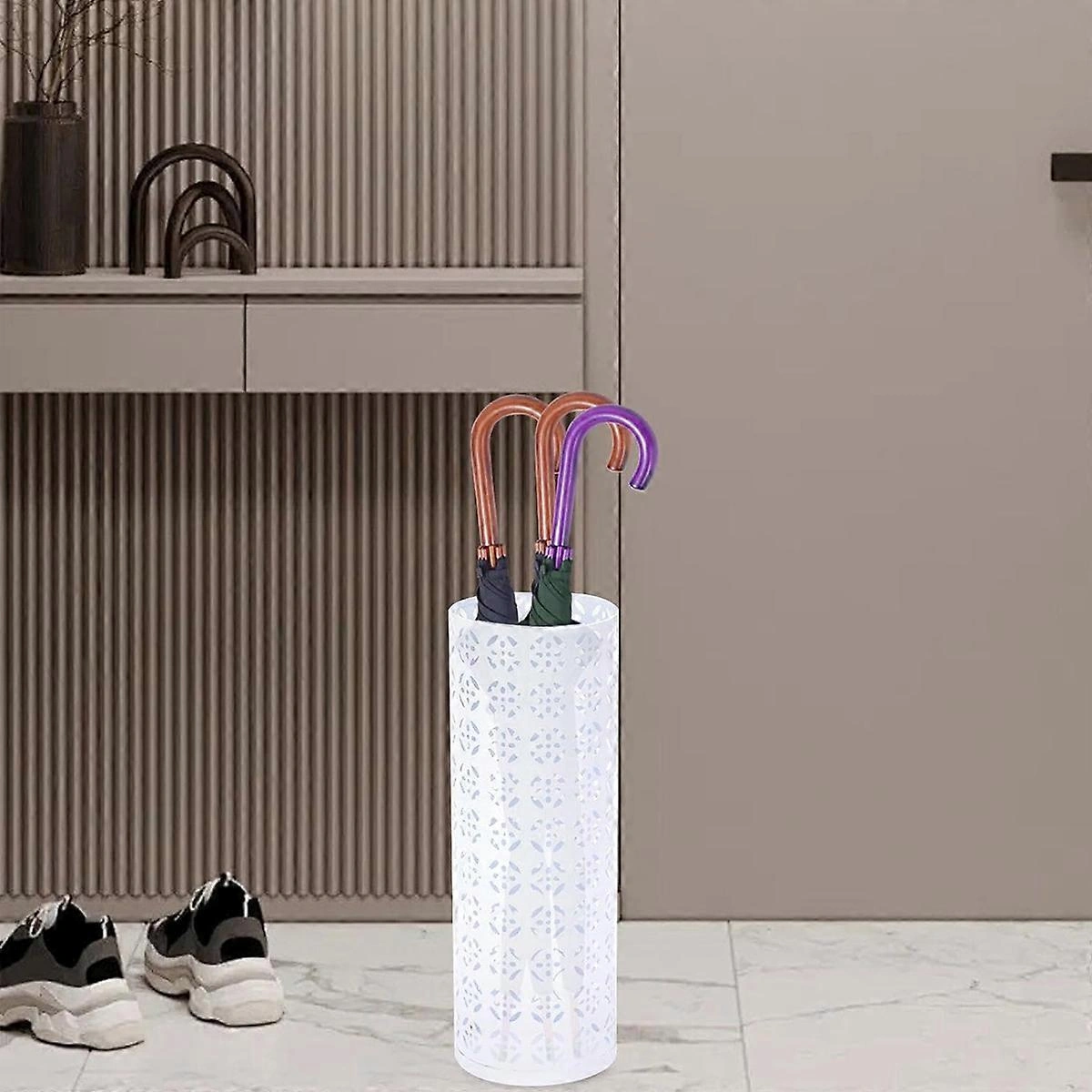 Giriş Şemsiyesi Standı Şemsiye Tutucu, Şemsiye Standı Rafı, Metal İçi Boş Serbest Duran Yuvarlak Şemsiye Tutucu Düzenleyici Kutusu, Şemsiye Rafı Çok Renkli