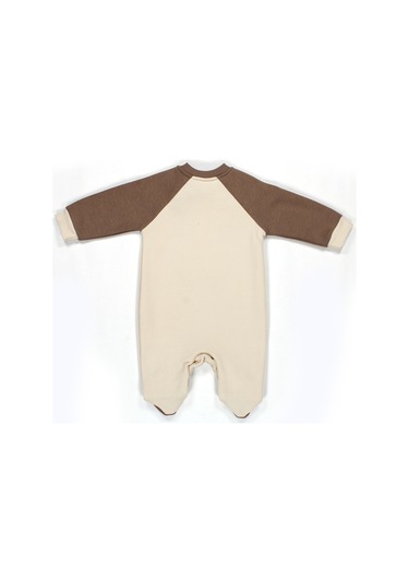 Kahve Reglan Kol 3 İplik Patiksiz Bebek Tulum Kahverengi