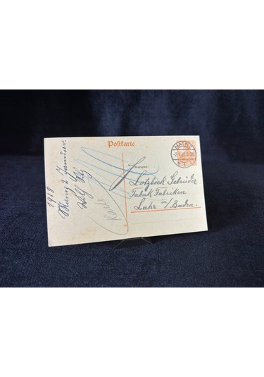 Antiye 1918 Yılından Almanya Germania 7 1/2 Pfennig Kendinden Pullu Post Kartı Postadan Geçmiş