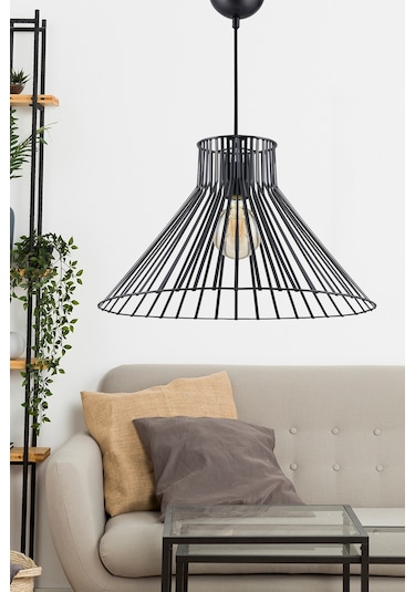 Dede Tekli Panama Sarkit Avize Siyah Dekoratif Obje