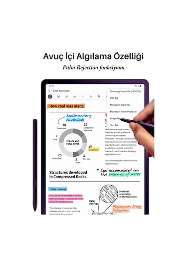 Galaxy Tab S9 Fe - S9 Plus Uyumlu Avuç İçi Algılamayan Dokunmatik Stylus Spen Kalem Siyah