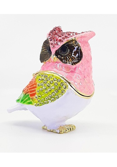 2li Swaroski Taşlı Metal Baykuş Mücevher Kutusu