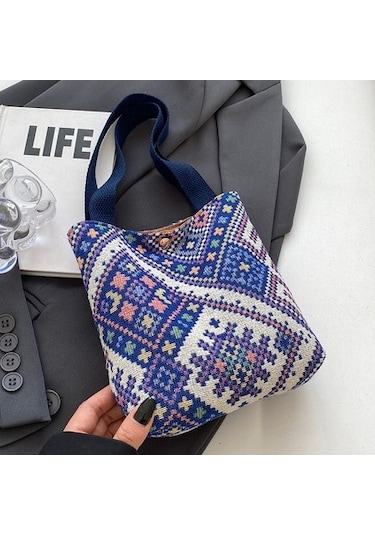Agoodshop Kadınlar İçin 2024 Moda Etnik Tarzı Kanvas Çanta - Retro El Taşıma Kovası - Günlük Kullanım İçin Multifonksiyonel A.Haki