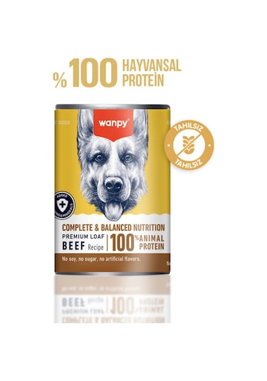 6 Adet Tahılsız Köpek %100 Gerçek Et Biftekli Konserve 375 Gr
