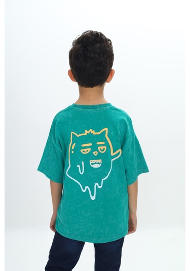 Toontoy Erkek Çocuk Reality Baskılı Tişört Koyu Yeşil