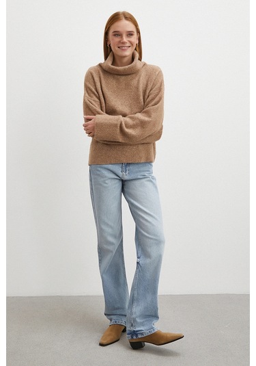 Yüksek Bel Straight Fit Jean Buz Mavisi Buz Mavisi