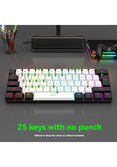 Lemestar 61 Tuşlu Rgb Aydınlatmalı Oyun Klavyesi - Ergonomik Tasarım, Usb-c Bağlantı, Kompakt Ve Taşınabilir