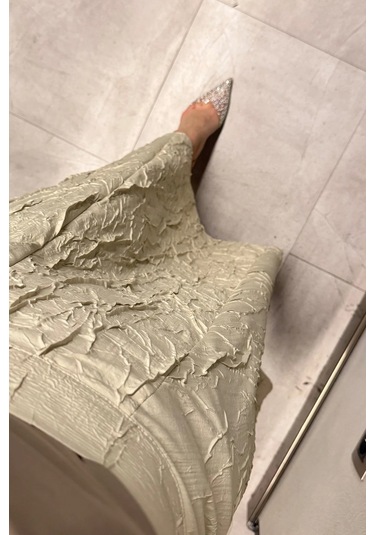 Etk005 Yandan Fermuarlı Kraşlı Kloş Etek Taş