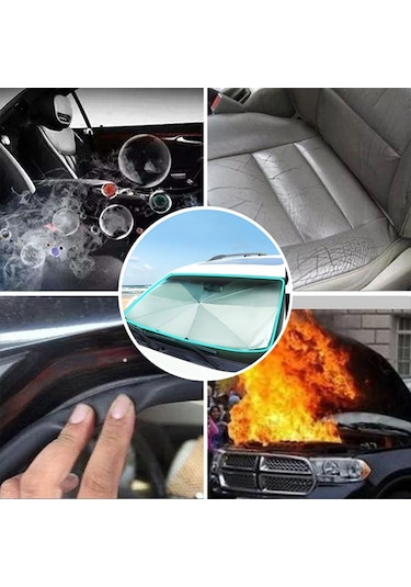 Ally Araba Güneş Gölge Koruyucu Şemsiye Oto Ön Cam Güneşlik 145 CM Siyah - Gri