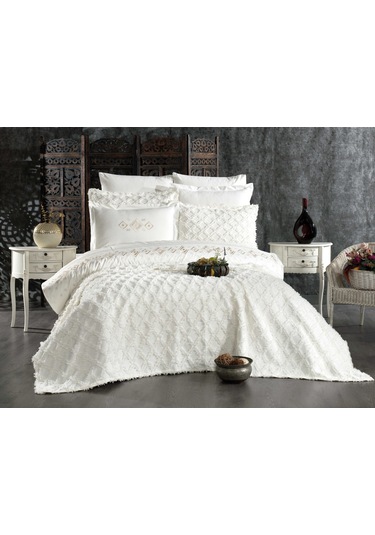 Çapa Ev 3 Parça Harem Yatak Örtüsü Krem