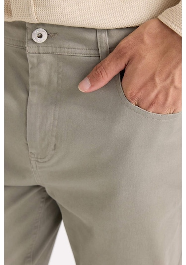 DeFacto Yazlık Gabardin Chino Kanvas Pantolon Slim Fit Dar Kesim Dar Paça Cepli B2089AX25SPKH454
