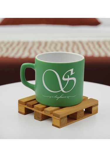 Bk Gift Kişiye Özel İsimli Yeşil Renkli Middle Çay & Kahve Fincanı-5, Arkadaşa Hediye, Sevgiliye Hediye, Doğum Günü Hediyesi Kobitmeyencom32534 Bk Gif