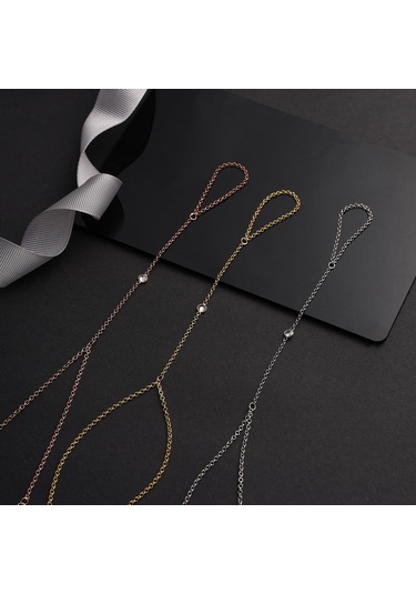 925 Ayar Gümüş Zirkon Tek Taşlı Doç Zincirli Şahmeran Altın