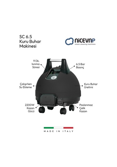 Nicevap SC6.5 Kuru Buhar Üretebilen 6.5 Bar Buharlı Temizleyici