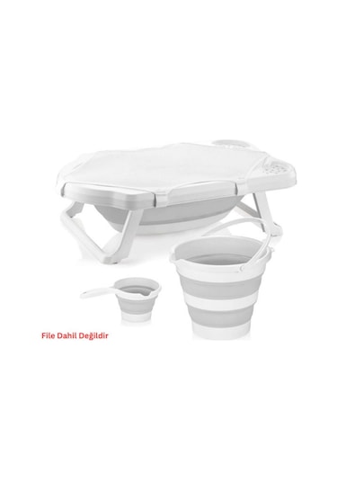 3'lü Set Katlanır Bebek Banyo Yıkama Seti Küvet - Su Kovası - Maşrapa