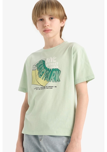 DeFacto Erkek Çocuk Bisiklet Yaka Baskılı Kısa Kollu Tişört E6310A825HSGN1180 DeFacto Erkek Çocuk Bisiklet Yaka Baskılı Kısa Kollu Tişört E6310A825HSGN1180