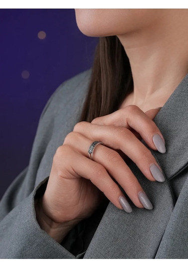 Lucente 925 Ayar Gümüş Yüzük 202821128 Siyah