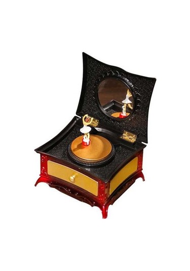 Ulzyvf Retro Müzik Kutusu - Dans Eden Kız Figürlü, Dekoratif Mücevher Kutusu, Elmas Fonksiyonlu Kırmızı Kutu Kırmızı