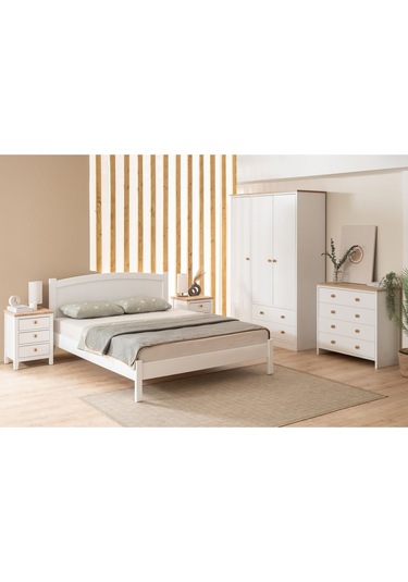 Rüzgar Modern İnci Beyaz Çift Kişilik Karyola