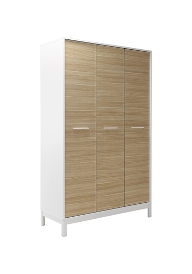 London 3 Kapaklı Gardırop-meşe-beyaz 120x202x52 Cm Gxyxd