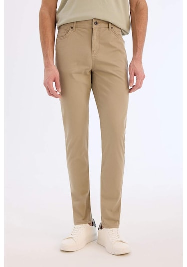 DeFacto Yazlık Gabardin Chino Kanvas Pantolon Slim Fit Dar Kesim Dar Paça Cepli B2089AX25SPBG129