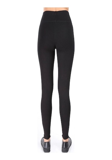 Incebelli Kadın Siyah Geniş Kemerli Çelik Örme Taytsiyahm Siyah