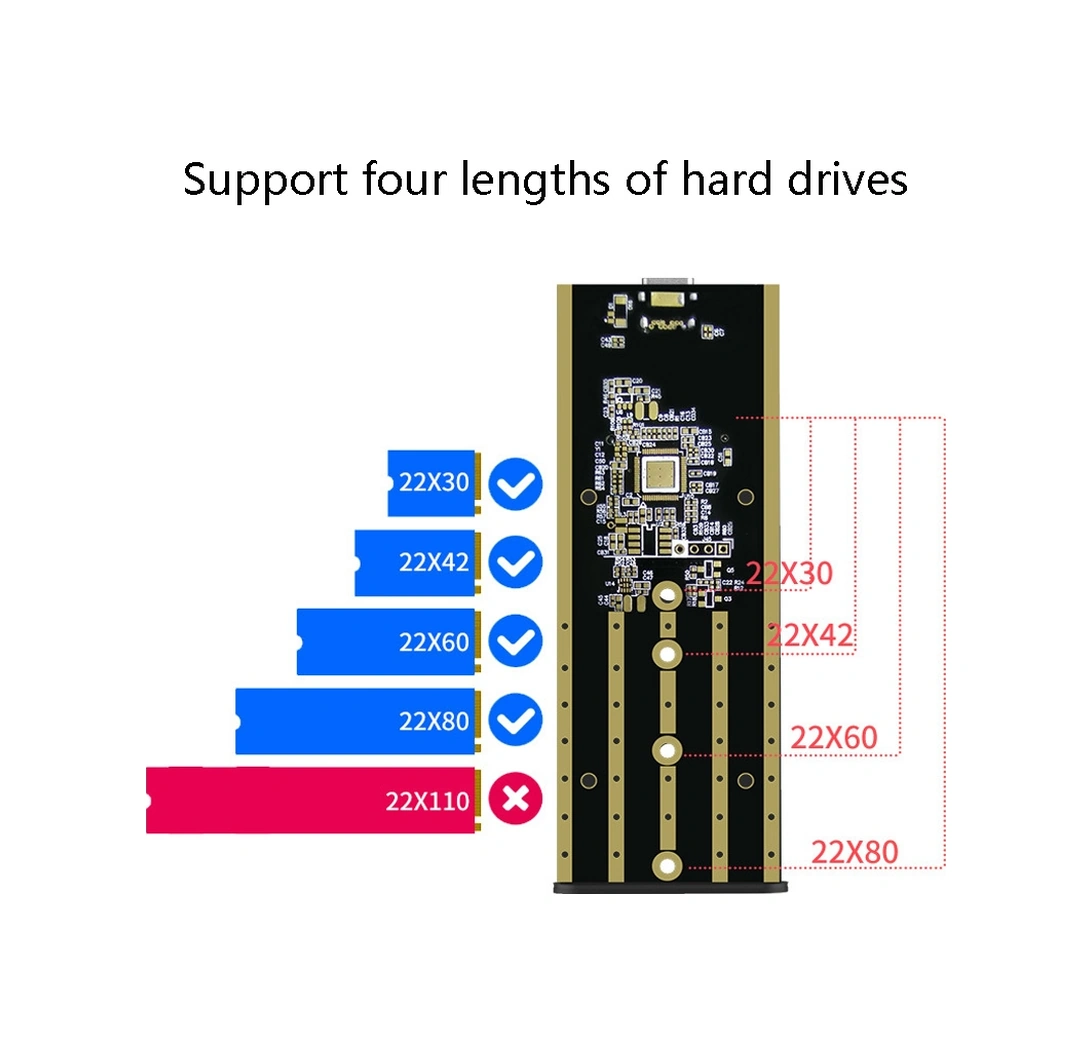 Sones M.2 Nvme / Ngff Mobil Sabit Disk Kutusu Tip-c3.1 Dizüstü Bilgisayar Harici Katı Hal Sürücü Kutusu, Stil: Pc280k Nvme Çift Kablo