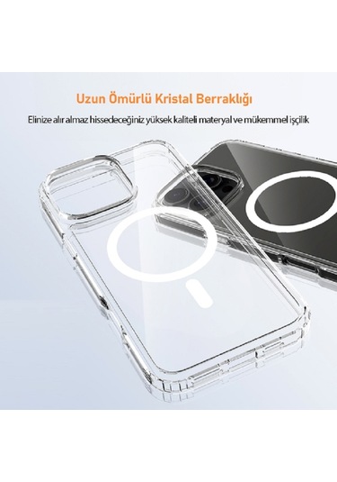 Apple İphone 16 Pro Max Kılıf Magsafe Wireless Kablosuz Şarj Destekli Şeffaf Darbe Emici Kapak Şeffaf Apple İphone 16 Pro Max Kılıf Magsafe Wireless Kablosuz Şarj Destekli Şeffaf Darbe Emici Kapak Şeffaf