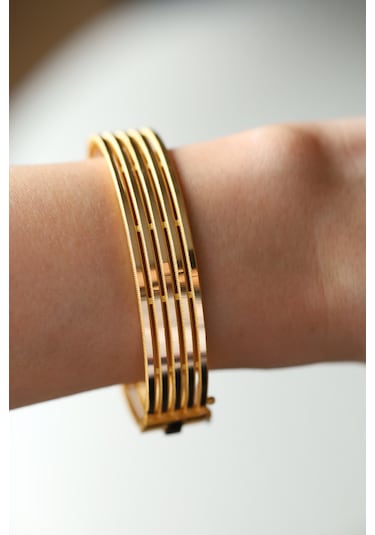 Yenigün Kuyumculuk 14 Ayar Altın 5 Li Ajda Bilezik Modeli Kelepçe Klp15937 Sarı Altın