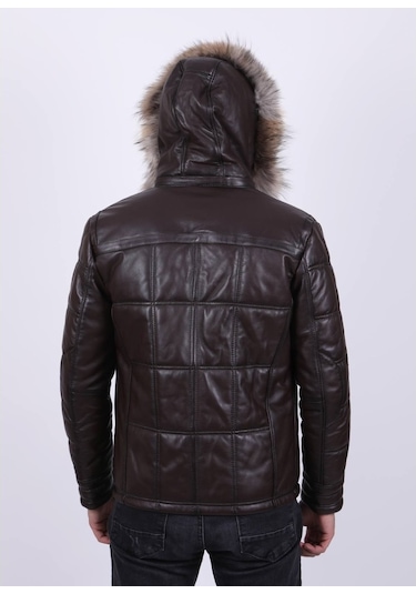 New Zaya Leather Erkek Şişme Deri Mont Siyah