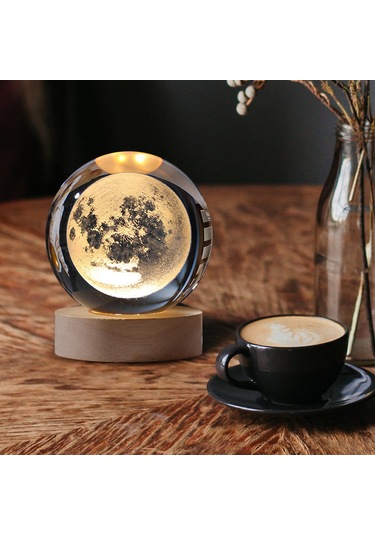Homyl 60mm Top Gece Lambası, Oturma Ay-kristal-topun-çapı:-6cm Ay
