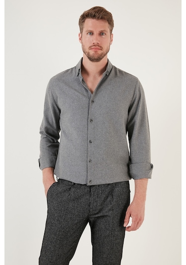 Buratti Pamuklu Regular Fit Düğmeli Yaka Kışlık Erkek Gömlek Cf24W127079 Koyu Gri Buratti Pamuklu Regular Fit Düğmeli Yaka Kışlık Erkek Gömlek Cf24W127079 Koyu Gri