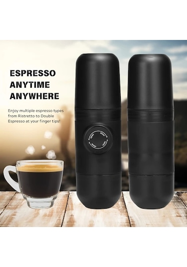 Xuweiwei Siyah Taşınabilir Espresso Makinesi Manuel İşletim Kamp Yürüyüş Ofis İçin Mini Seyahat Kahve Potu