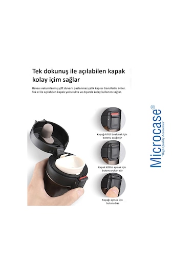 Paslanmaz Çelik 380 ml Çay Kahve Mug Termos Bardak - AL3114 Siyah