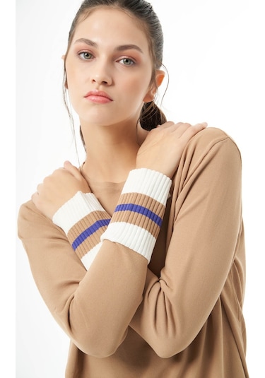 Mizalle Kol Renkli Rayon Triko Camel Tunik Camel