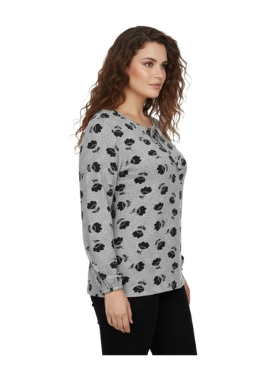 Wearon Kadın Yumoş Yaka Bağcıklı Modelli Bluz Bgl-st05139 Gri