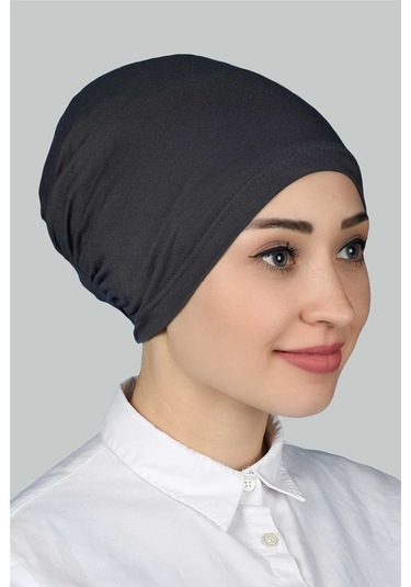 Altobeh Hazır Pratik Geçmeli Lastikli Tesettür Bone - Füme