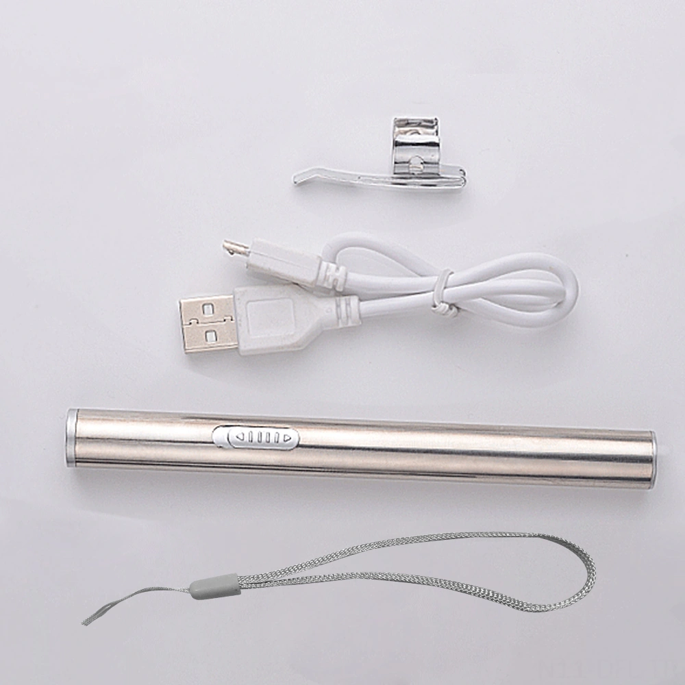 Dofolink Stainless Steel Usb Şarjlı Led El Feneri - Taze Beyaz Işık, Su Geçirmez, Tıbbi Ve Dış Mekan Kullanıma Uygun Beyaz