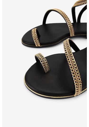 Valmenti Kadın Hakiki Deri Black/gold Düz Sandalet 1141 740 Bn Sndlt Y26 Black/gold Siyah - Altın