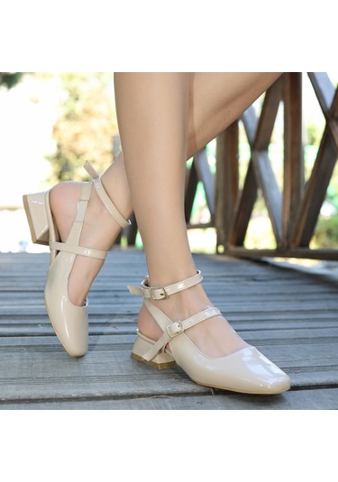 Karmi Bej Rugan Topuklu Ayakkabı Bej