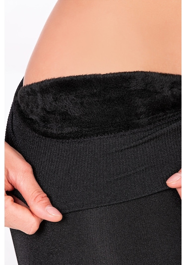 Kompedan Termal İçi Peluş Kışlık Kadın Tayt İçlik Siyah