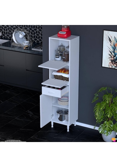 Modilayn Vio Çok Amaçlı Dolap: 35x163.4x32,5 Cm Ölçülerinde, Çekmeceli Ve Kapaklı Mutfak Dolabı. Beyaz Modilayn Vio Çok Amaçlı Dolap: 35x163.4x32,5 Cm Ölçülerinde, Çekmeceli Ve Kapaklı Mutfak Dolabı. Beyaz