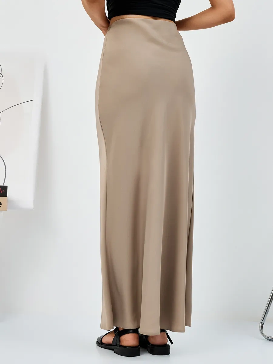 Cenzura Saten Maksi Etek 413342281 Bej