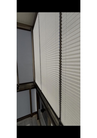 Plise Katlanır Cam Balkon Perdesi - Ofis Perdesi - Mutfak Perdesi - Salon Perdesi Beyaz Beyaz